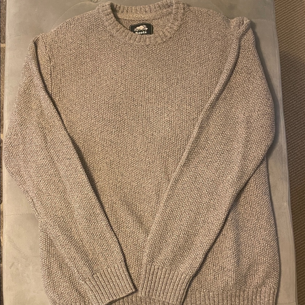 Roots Men's Crewneck Sweater in Light Gray